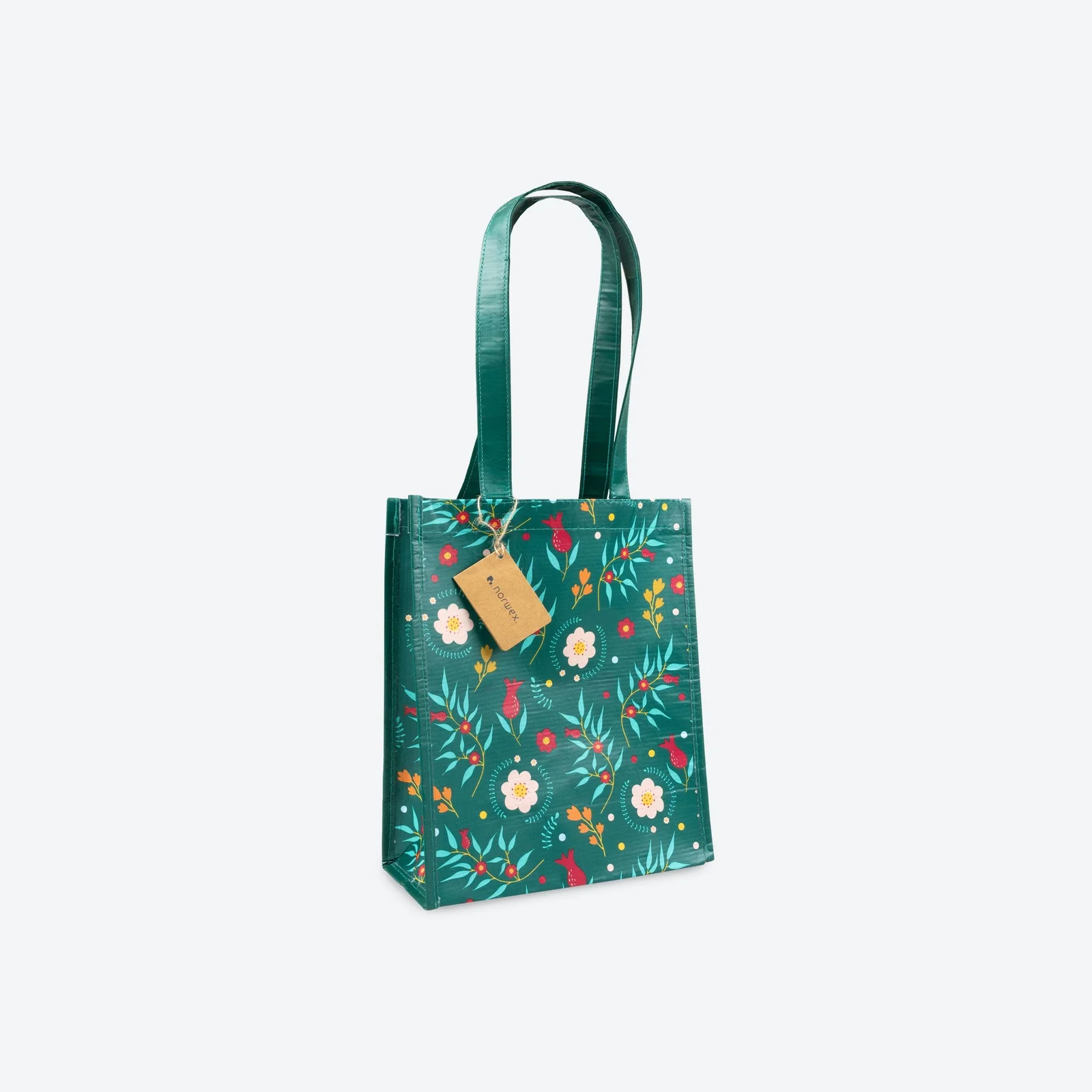 Šventinis dovanų maišelis, žalias su ornamentais